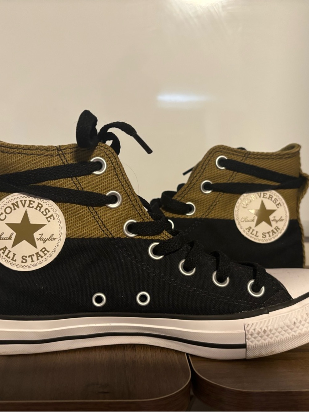 Converse High-Top Sneakers in Black & Olive